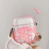 Liquid silicone quicksand pink love earphone case wireless headphone cover for airpod 3 pro cases for apple air pods 2/1 conque
