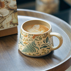 YICKYUE - Creative Ceramic Floral Water Cup Vintage Painted Breakfast Milk Mug Exquisite Afternoon Tea Flower Tea Coffee Cup Birthday Gift