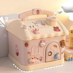 Cute House Money Box With 3D Sticker Kawaii Piggy Bank For Kids Adults Big Size Savings Box For Coins Banknotes Birthday Gift