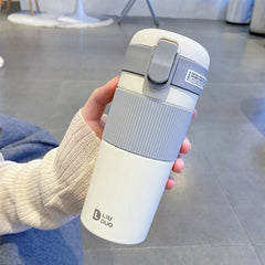 430ml Korean Stainless Steel Coffee Thermal Mugs Portable Insulated Vacuum Flask Travel Leak-Proof Water Bottle With Straw Gift