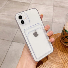 Luxury Transparent Card Slot Phone Case For iPhone 11 12 Pro Max Mini X Xs XR 7 8 Plus SE 2 Silicone Shockproof Soft Cover