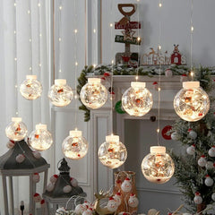 Yickyue LED Curtain String Light Ball Santa Christmas for Home Christmas Decoration Xmas Tree Ornaments Navida New Year Gift 2023
