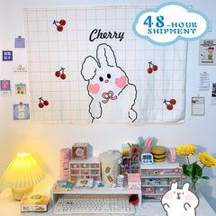W&G Ins Tapestry Canvas Cartoon Printing Background Cloth Decorative Wall Cloth Dormitory Bedroom Bedside Kawaii Hanging Cloth