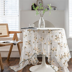 Cilected Lace Yellow Flower Embroidery Tablecloth Cover Towel Home Decor Coffee Table Dust Cover Photography Background Cloth