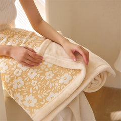 Yickyue Smooth Soft Carved Lamb Fleece Shawl Blanket Comfortable Skin-Friendly Thickened Blanket Simple Fall/Winter Nap Sofa Blanket