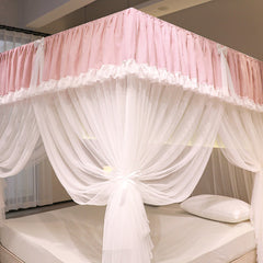 YICKYUE - Quadrate Palace Mosquito Net With Frame Encrypted Romantic Bed Curtain Canopy Nets Three-door Bedcover Curtain Home Decoration