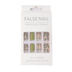 Press On Nails Square 24PCS Green Leopard Nail Patch Full Cover Nail Tips Removable Paragraph Fashion Free Shipping Items