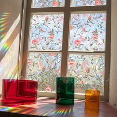 YICKYUE - Floral Butterfly Static Cling Window Film, PVC Non-Adhesive Glass Decal, Bird Strike Prevention, UV Protection Rainbow Prism Effect, Ideal for Wedding, Birthday, Valentine's Day Decor, 1 Sheet