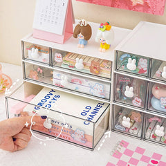 Yickyue Kawaii Drawer Desktop Storage Box With Sticker Cute Student Storage Pen Holder Desk Stationery Small Items Organizing Container