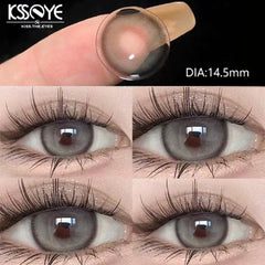 YICKYUE - 2pcs Color Contact Lenses With Diopter Large Diameter 14.5mm Beauty Pupil Blue Grey Natural Color Lens Free Fast Shipping