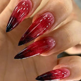 YICKYUE - 24pcs Blood Red Fake Nails Gradient Long Pointed False Nail Patch Full Cover Wearable Fake Nail Tips Halloween Manicure Sets