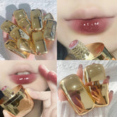 YICKYUE - Chubby Gold Tube Water Light Mirror Lip Gloss Lip Glaze Matte Lipstick Waterproof Liquid Lipstick Nude Pink Lip Tint Makeup