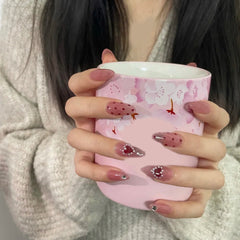 24pcs Pearl Wear Long Paragraph Fashion Manicure Patch False Nails Save Time Wearable Jelly Nail Patch TY