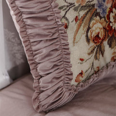 Yickyue French Retro Pillowcase Plush Light Luxury Sofa Decoration Cushion Home Pink Romantic Soft European Bedside Pillow with Core