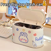 Nordic Desktop Trash Can Organizer Japanese Cute Bomb Cover Press Storage Box Double-layer Paper Basket Storage Bucket Kawaii