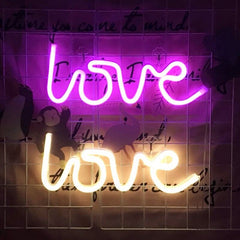LED Neon Lights WallLove Shape Night Light Sign Lamp Battery USB Double Powered Nightlight for Indoor Christmas Wedding Birthday
