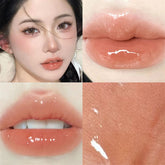 Yickyue Apricot Tea Brown Jelly Lip Gloss Watery Mirror Liquid Lip Glaze Long Lasting Moisturizing Shiny Lip Tint Makeup Women Cosmetics