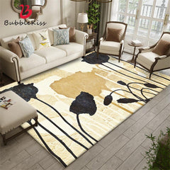 Bubble Kiss 2022 Nordic Style Black Gold Flower Pattern Rugs Home Customized Bedroom Decor Rug Kids Room Non-slip Floor Mat