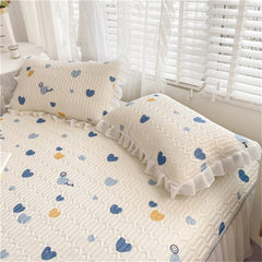 Latex Mat With Elastic Bed Skirt 2022 New Summer Chiffon French Retro Princess Style Air Conditioner Ice Silk Fitted sheet