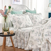 YICKYUE - Elegant flower ruffle bedding set,twin full queen king fresh pastoral floral cotton bedclothes bed dress pillow case quilt cover
