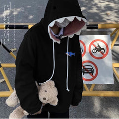 Hearujoy Funny Shark Patchwork Hoodies Autumn Kawaii Women's Sweatshirt Oversized Casual Long Sleeve Pullover cotton Couple y2k clothes