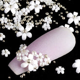5g Acrylic Flower Nail Art Decoration Mixed Size White Rhinestones Silver Gem Manicure Tool Accessories For DIY Nail Design