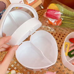 W&G Pink Girl Heart Storage Box Jewelry Desktop Jewelry Organizer Box Student Dormitory Love Storage Box Double Storage Box
