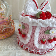 YICKYUE - Strawberry Cake Storage Box Birthday Cake Stash Box Case Gift Jewelry Necklace Ring
