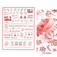 3D Rose Gold Nail Stickers Snowflakes Red Christmas Gifts Nail Art Decals Sliders Glitter Foils Winter Decorations TRSTZG050-058