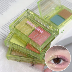 YICKYUE - Two Color Eye Shadow Plate Pearlescent Matte Beginner Small Portable Pure Mint Green Cut Eye Makeup Summer Cosmetics