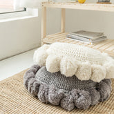 Round Knitted Throw Pillow Beige Round Orthopedic Pad Tassel Pompoms Cushions Yoga Sofa Thick Cushions For Chair Home Decor