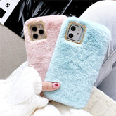 Luxury Solid Color Fluff Silicone Shockproof Case For iPhone 11 12 13 Pro Max XR X XS 7 6 6S 8 Plus SE 2 Lens Protection Cover