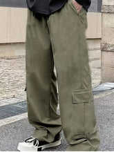 Hearujoy Men's Stylish Solid Color Cargo Pants with Multi-Pocket Design - Durable Nylon, Perfect for Casual Outings & Workwear