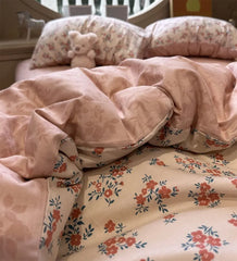 YICKYUE - Fashion pastoral flower red bedding set,twin full queen american country cotton home textile bed sheet pillow case quilt cover