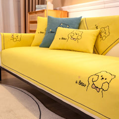 Four Seasons Cartoon Sofa Cushion Chenille Sofa Towel Corner Sofa Anti-slip Protection Pad Couch Cover Living Room Home Decor