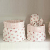 YICKYUE - Cute girl heart fabric storage basket desktop kitchen clutter fruit toys cosmetics storage basket floral countryside style