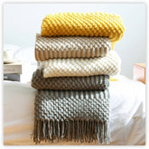 Solid Color Europe Style Blanket Knitted Blanket Bedspread Embossed Towel Sofa Decorate Throw Comfy Acrylic Bedsheet