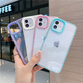 3 In 1 Solid Color Frame Clear Case For iPhone 11 12 13 Pro Max XR X XS 7 8 Plus SE 2 Transparent Silicone Shockproof Soft Cover