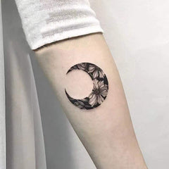 Black Moon Flower Fake tattoo Water Transfer Waterproof Temporary Sticker Women Men sexy Beauty Body Art Cool Stuff Arm Art