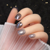 24pcs/box Wearable Finger Fake Nails press on Blue Grey Aurora Effect short size full cover Summer Patch fake Fingernail tips
