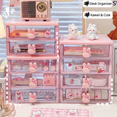 YICKYUE - Desktop Storage Box Organizer Student Drawer Box Pen Holder Cute Office Childrens Hair Accessories Stationery Rack Organizer Box