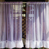 Yickyue Princess Style Half Short Curtains for Kitchen Bathroom Cafe Solid Lace Sheer Curtains for Living Room Bedroom Home Window Panel