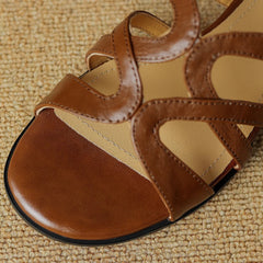 YICKYUE - Women's cow leather narrow band patchwork slingback open toe summer flats sandals soft comfortable female gladiator sandals shoe