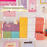 Japanese Cute Storage Box Small Drawer Square Splicing Desktop Storage Stacking Box Container Kids Toys Organizer Desk Organizer