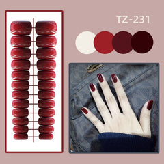 24pcs Reusable False Nail Artificial Tips Full Cover Decorated Middle Square Press on Nails Art Fake Nail Without Box