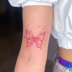 Yickyue 30PC Red Butterfly Temporary Tattoo Waterproof Colorful Arm Wrist Chest Fake Tattoo Stickers For Women Grils Flash Decals Tatoos