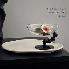 YICKYUE - Glass Dessert Trays Jewelry Container Nut Fruit Plate Candle Holder Ornament Storage Cup Home Accessories Bowl Home Decoration