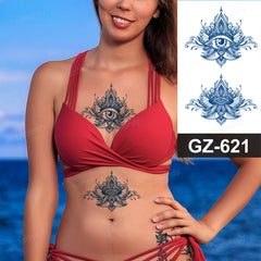YICKYUE - Juice Tattoo Sticker 8Pcs/lot Flowers Tattoo Fake Long Lasting Herbal Semi-permanent Tattoos Leg Breast Sleeve Women