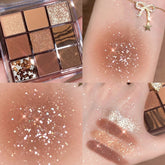Yickyue 9 Colors Matte Shimmer Eyeshadow Pallete Glitter Eyeshadow Waterproof Lasting Eye Pigments Eyeshadow Beauty Makeup Cosmetic