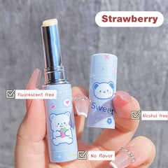 Yickyue Cute Lip Balm Strawberry Peach Lipstick Base Not Greasy Lip Oil Moisturizing Clear Lipgloss Alcohol Free Hydrating Lip Care 1pc